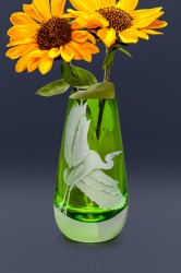 egret bud vase glass art by cynthia myers